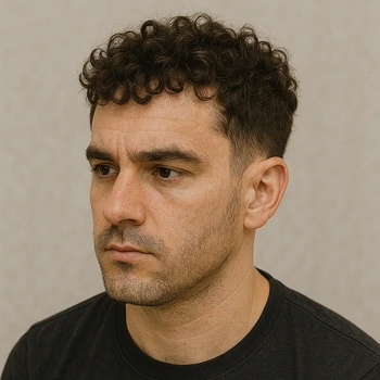 A man with French Crop Curly Hair