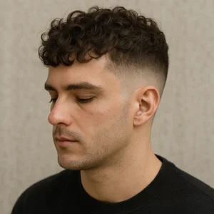 French Crop Mid Fade Curly Hair