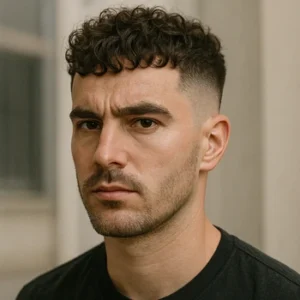 French Crop Mid Fade Curly Hair