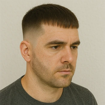 french crop mid fade straight hair