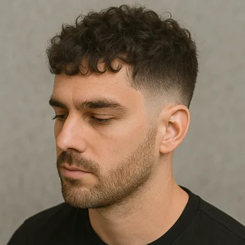 fringe french crop fade curly hair