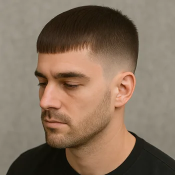 fringe french crop fade straight hair