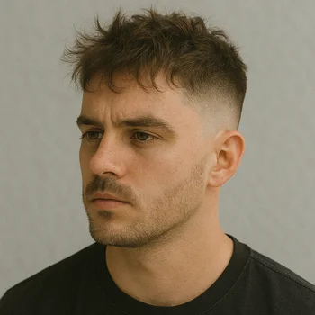 messy french crop low fade haircut
