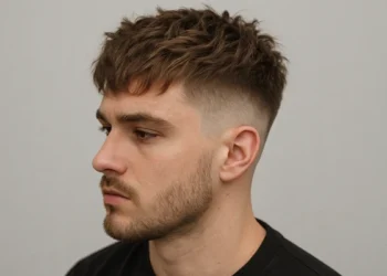 a man with textured french crop haircut