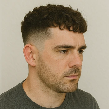 textured french crop burst fade