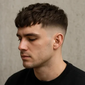 a man with Textured French Crop Mid Fade