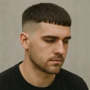 French Crop Fringe Long Buzz Cut Fade