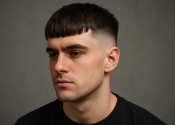 a man having french crop fringe long buzz cut fade
