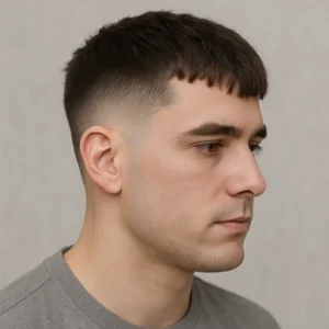 a man with French Crop Mid Drop Fade