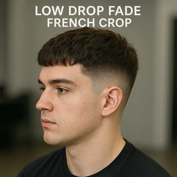 a man with low drop fade french crop