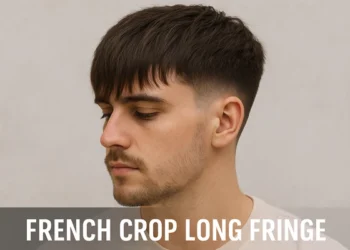 a man with french crop long fringe