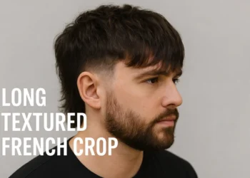 a man with long textured french crop