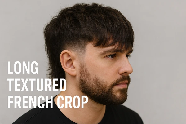 a man with long textured french crop
