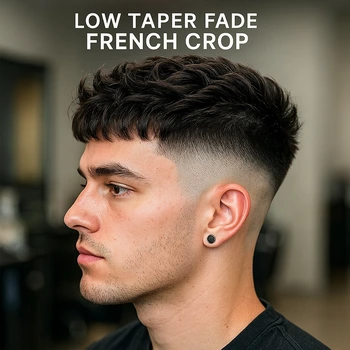 a man with low taper french crop haircut