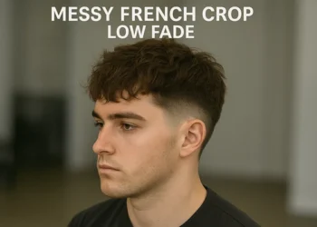 a man with messy french crop low fade