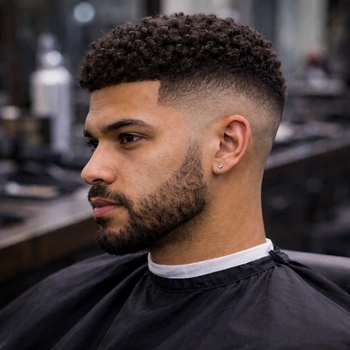 Afro French Crop with Mid Fade